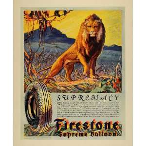  1930 Ad Firestone Supreme Balloon Rubber Tires Lion 