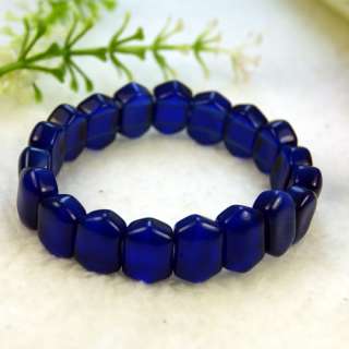 Blue Cats Eye Glass Lampwork Stretch Beads Bracelets  