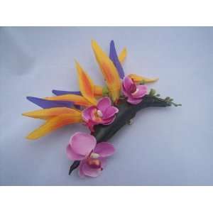  NEW Tropical Bird of Paradise and Pink Orchid Hair Clip 