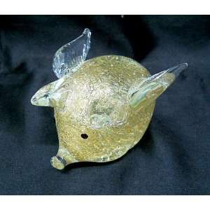   Blown Glass Gold Flake Flying Pig When Pigs Fly