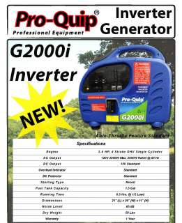 Pro Quip G2000i Inverter Generator 2000 watt  