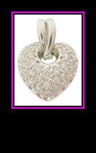   18K White Gold Diamond Puffed Heart Fashion Pendant   1/2 Carat  