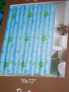 TURQUOISE BLUE FROG FROGGY FABRIC~SHOWER~CURTAIN  