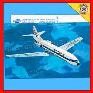 UNITED AIRLINES 1965 AIRLINE TIMETABLE SCHEDULE PLUS CARAVELLE 
