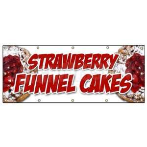  48x120 STRAWBERRY FUNNEL CAKES BANNER SIGN bakery cake 