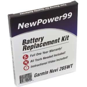  Battery Replacement Kit for Garmin Nuvi 265WT with 