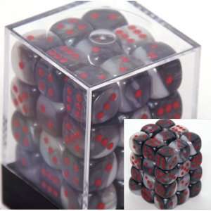  Black White/Red Gemini 12mm d6 (36) Toys & Games