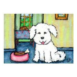  Bichon Frise Dogs Thanksgiving Dinner Giclee Poster Print 