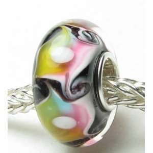   Colorful Swirls Murano Glass Bead Charm Fits Pandora Bracelet Jewelry