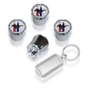   Mustang Valve Stem Caps Chrome (with Key Chain) Automotive
