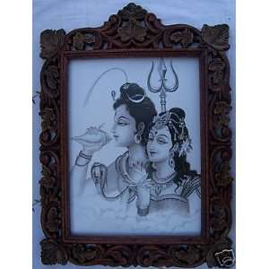  Lord Shiva with Conch Shell, Wood Craft Farme Everything 