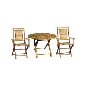 Bamboo54 5452 3 Piece Bistro Set with Round Bamboo Table