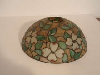 Antique American Leaded Lamp Shade, Dogwood Pattern  