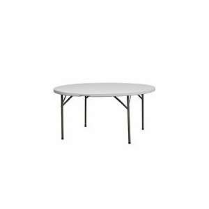  72 Round Granite White Plastic Folding Table Patio, Lawn 