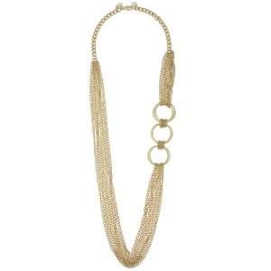 Capelli New York 30 Multi Row Chain Necklace wtih Multiple Rings Gold
