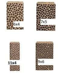 Leopard Animal Print paper Gift Bags 6x4, 7x5, 9x6, or 11x4 100pc or 