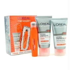 Men Expert Hydra Energetic Kit Day Cream + Eye Roll On + Cleansing 