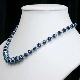 AB Blue Crystal Glass Faceted Beads Jewelry Necklace  