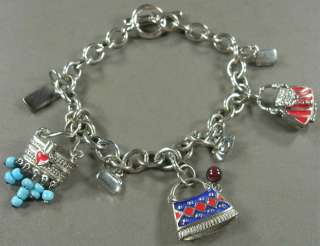925 Sterling Silver Charm Link Bracelet Purse Lockets  