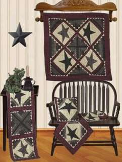 CABIN STAR~LOG CABIN TEA DYED QUILT WALLHANGING OR TABLE TOPPER 43X43 