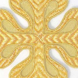 Hand Embroidered, Vestment Applique. Gold Cross. 3¼”  