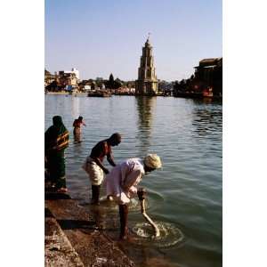  Man Washing Clothes in Holy Bathing Tank, the Ramkund by 