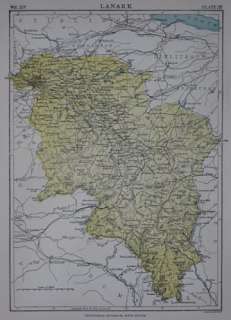 1888 Map LANARK Scotland Glasgow Hamilton Clydesdale  