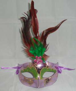   Electroplating Party Mask Costume Venetian Masquerade With Feather