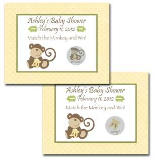 24 Personalized Cocalo Monkey Time Baby Shower Scratch Off Game Cards