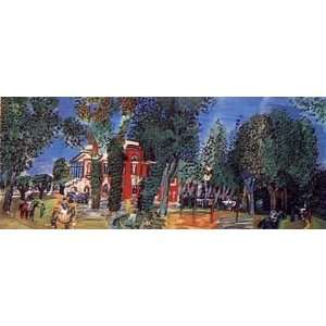  Paddock At Deauville by Raoul Dufy. Size 25.75 X 10.75 Art 