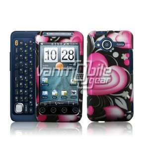HTC Evo Shift 4g Pink/black Hearts Design Hard 2 pc Plastic Case + Car 