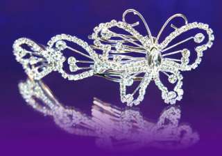 Bridal Wedding Butterfly Crystal Hair Comb T1177  