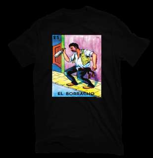 El Borracho Black Shirt the drunkardLotería Mexicana  