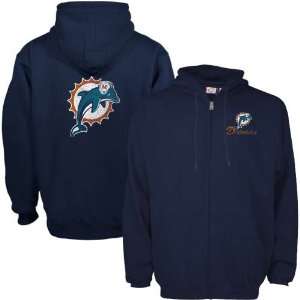  Miami Dolphins Navy Blue Touchback Full Zip Hoody 