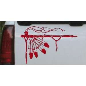Indian Peace Pipe Western Car Window Wall Laptop Decal Sticker    Red 