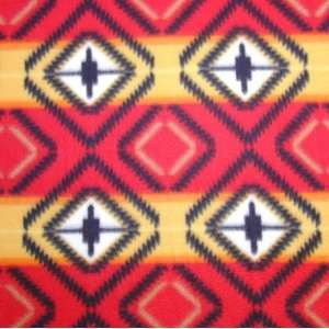  56 Wide Artic Fleece Indian Blanket Red Fabric By The 