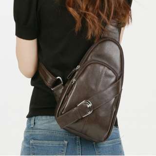   Leather Shoulder Cross Body Bag Mini Backpack ROF004US Dark Brown