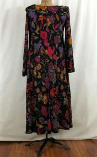 Vtg New Carole Little Cloisonne Multicolor Floral German Rayon Dress 
