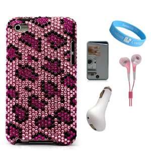  2 Piece Pink Cheetah Rhinestones Protective Case for Apple iPod 