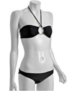 Bianca Coletti black solid Kara bandeau halter ring bikini   