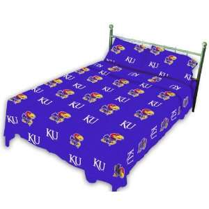    Kansas Jayhawks Solid Sheet Set  King Bed