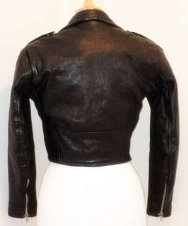 VERY RARE Vintage 70s Motorcycle Biker Cropped Leather Jacket  