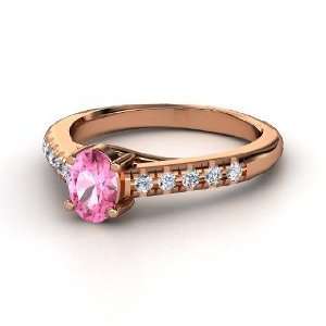   Ring, Oval Pink Sapphire 14K Rose Gold Ring with Diamond Jewelry