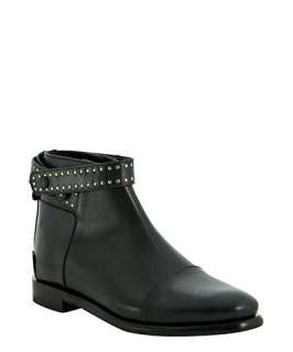 Balenciaga dark green leather studded ankle boots