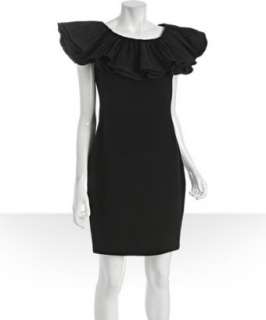 Notte by Marchesa black silk ruffle collar dress   