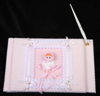 Pink Covered Baby Shower Guest Registry Book with Pen  