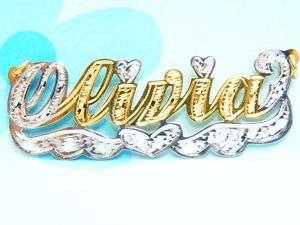 OLIVIA OR ANY NAME 14K GOLD / SILVER NAME PLATE CHAIN  