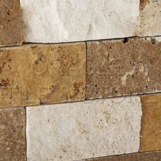 Mixed Travertine Split Faced Brick Mosaic Tile  