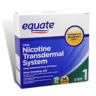 Nicotine Transdermal Step 1, 21mg, 14 Patches Equate  