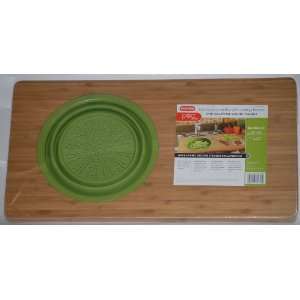   sink Cutting Board with Collapsible Silicone Strainer   Green Kitchen